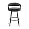Armen Living Bronson 25" Counter Height Swivel Bar Stool in Black Finish and Black Faux Leather 721535761845 - alternate 7